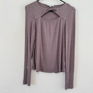 Allison Joy Grey Long Sleeve Twisted Cut Out Ribbed Long Sleeve Top Size Small